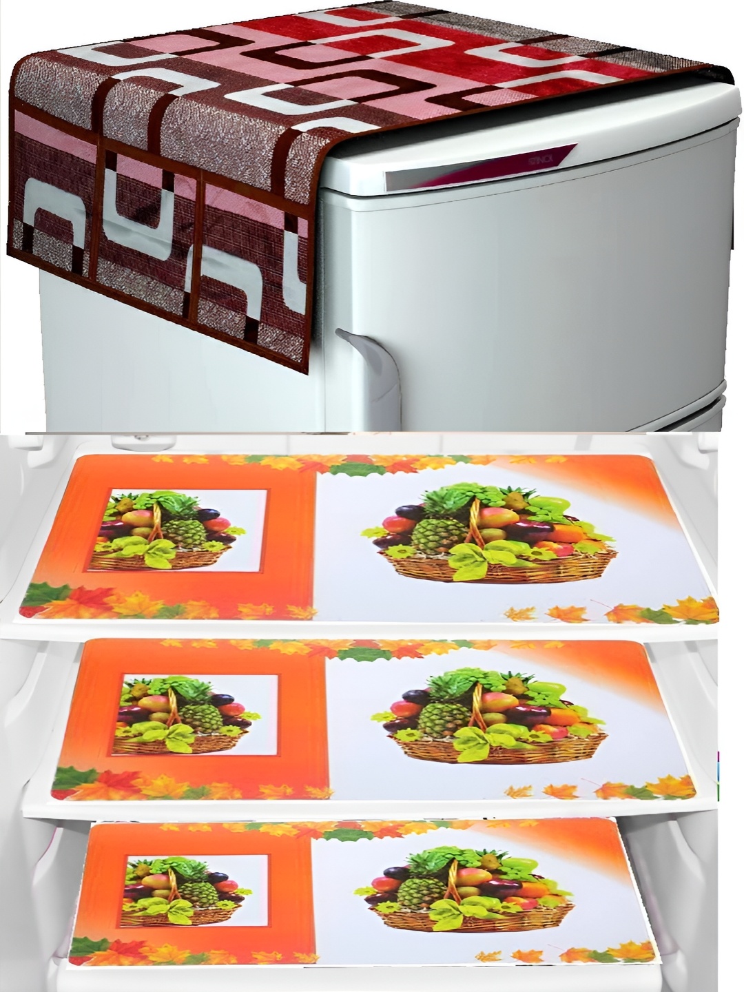 

REVEXO Violet & Orange 4 Pieces Printed Fridge Mats