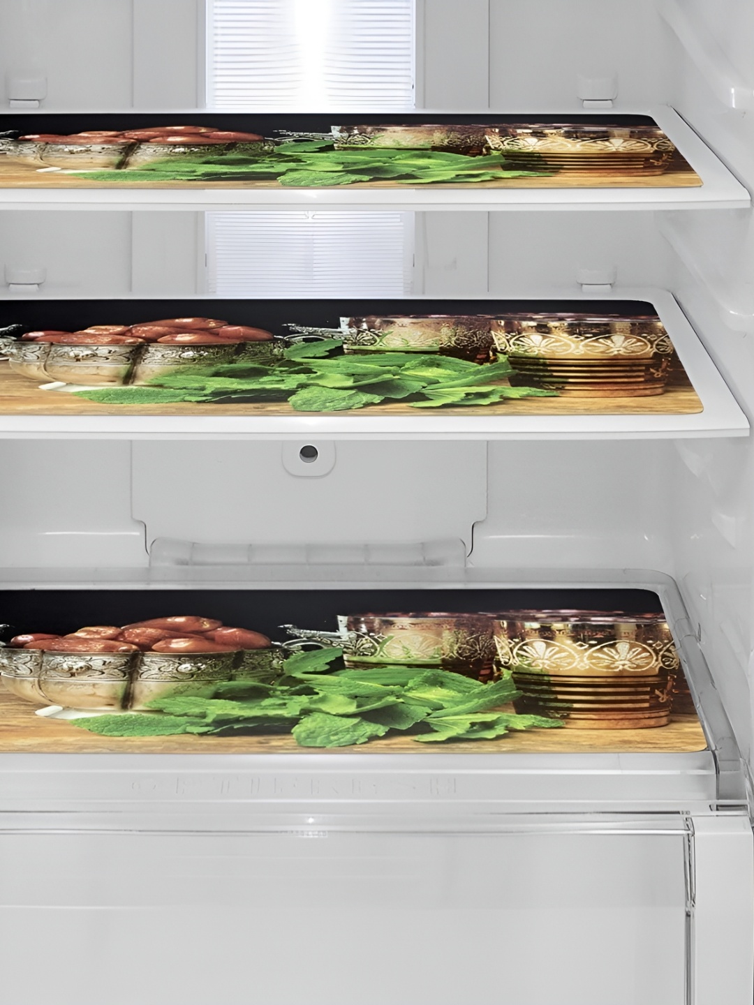 

REVEXO Green & Brown 3 Pieces Printed Fridge Mats, Black