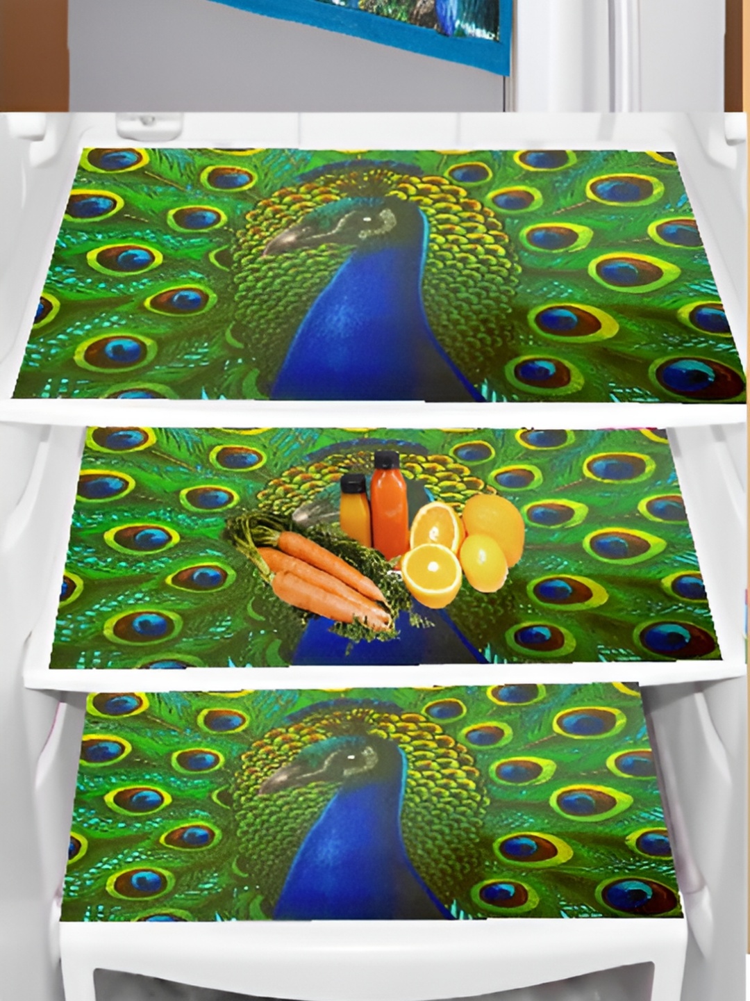 

REVEXO Blue & Green 6 Pieces Printed Fridge Appliance Cover With Mats & Handles