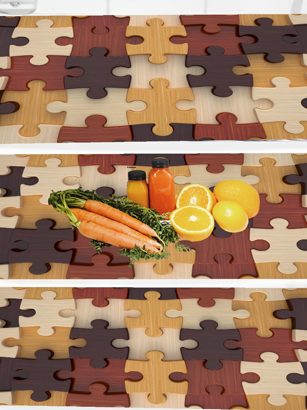 

REVEXO Brown & Yellow 3 Pieces Printed Fridge Mats