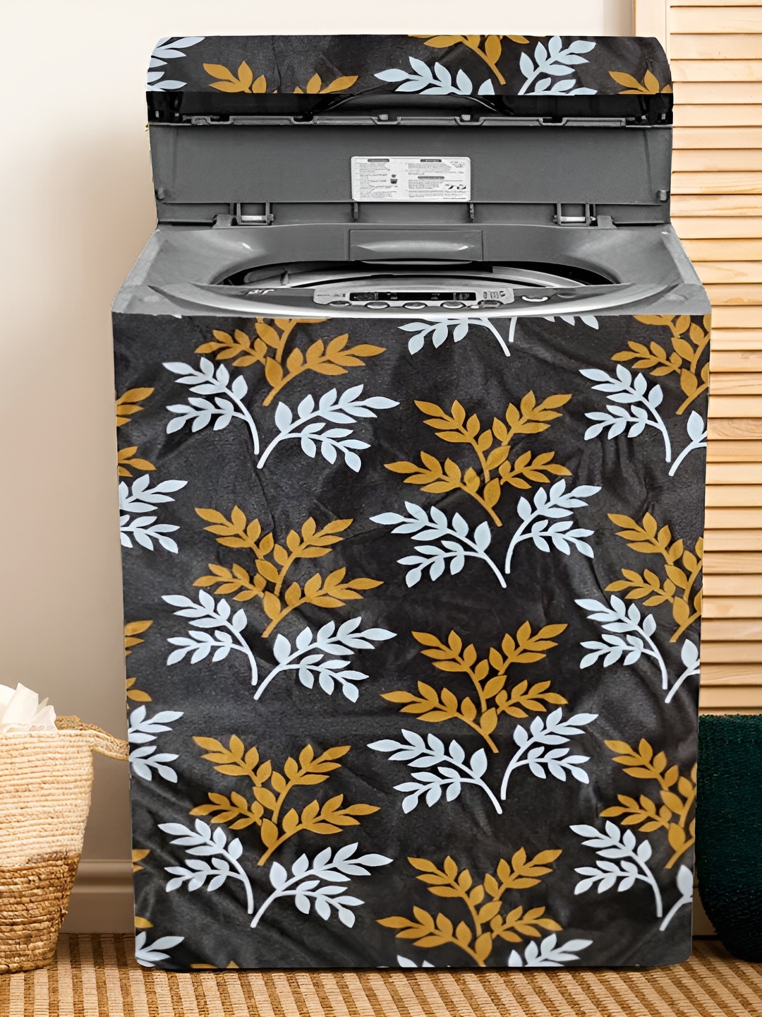 

REVEXO Brown Printed Washing Machine Cover