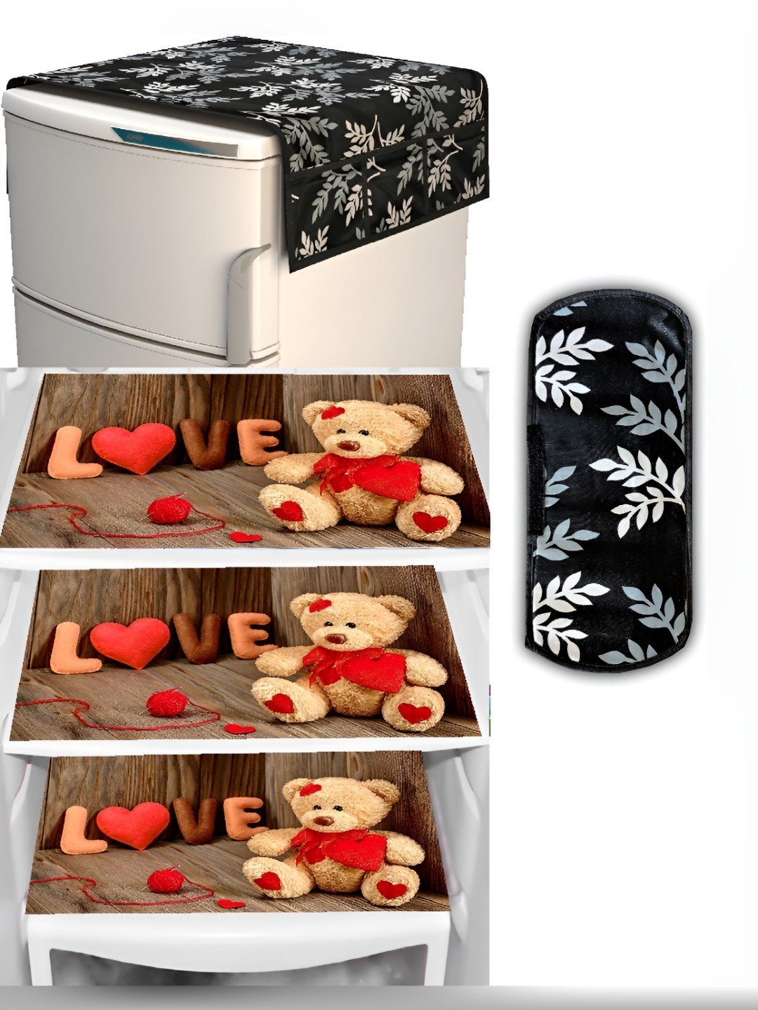 

REVEXO Brown & Beige 3 Pieces Printed Fridge Mats