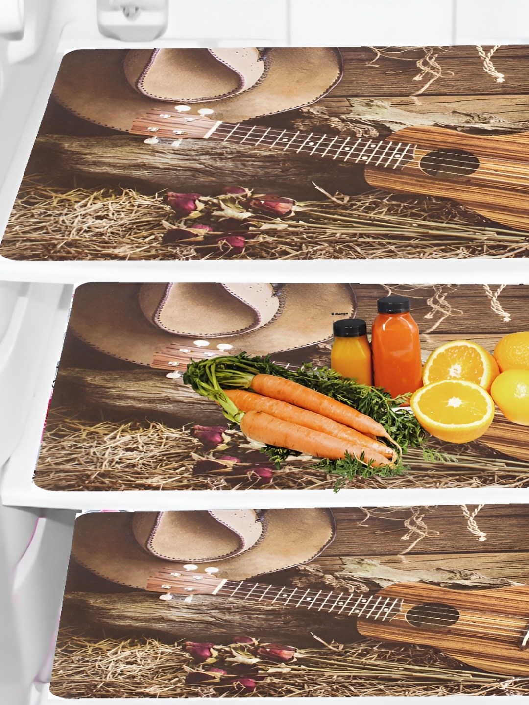 

REVEXO 3 Pcs Brown Printed Fridge Mats