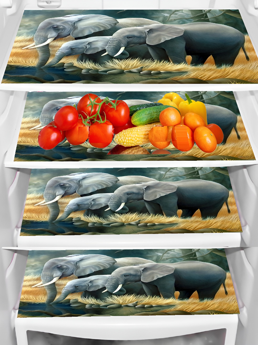 

REVEXO Grey 4 Pieces Printed Fridge Mats