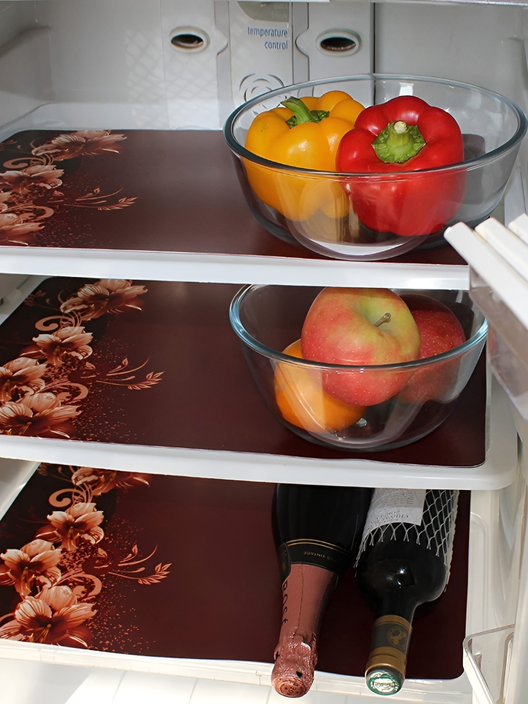 

REVEXO Brown & Yellow 3 Pieces Printed Fridge Mats
