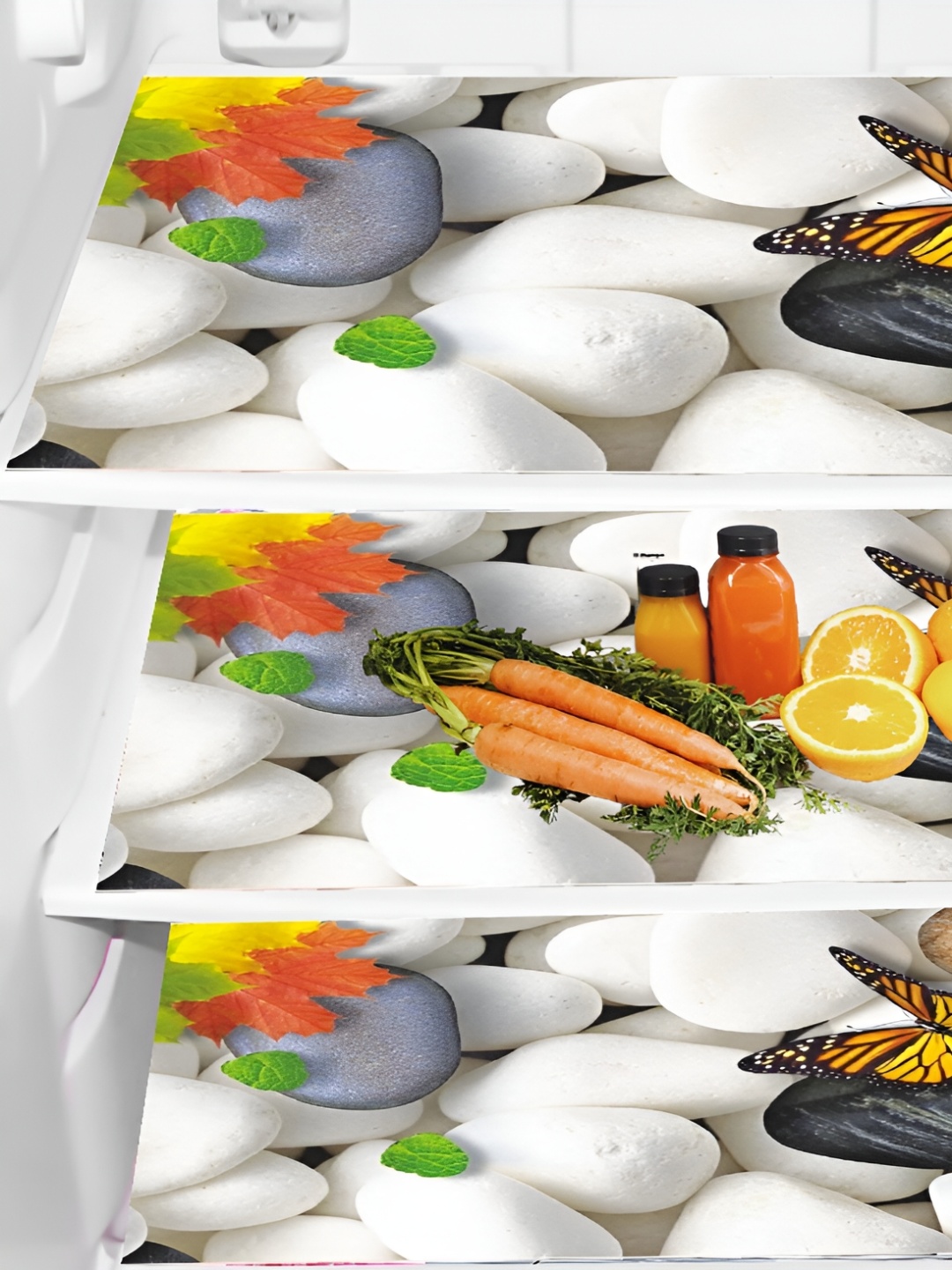 

REVEXO White 3 Pieces Printed Fridge Mats
