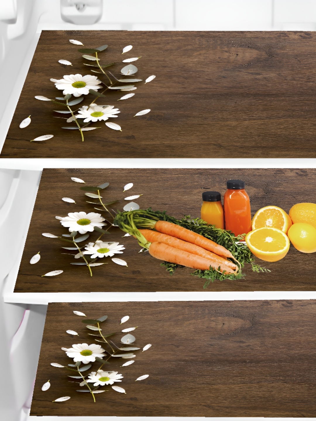 

REVEXO 3 Pcs Brown Printed Fridge Mat