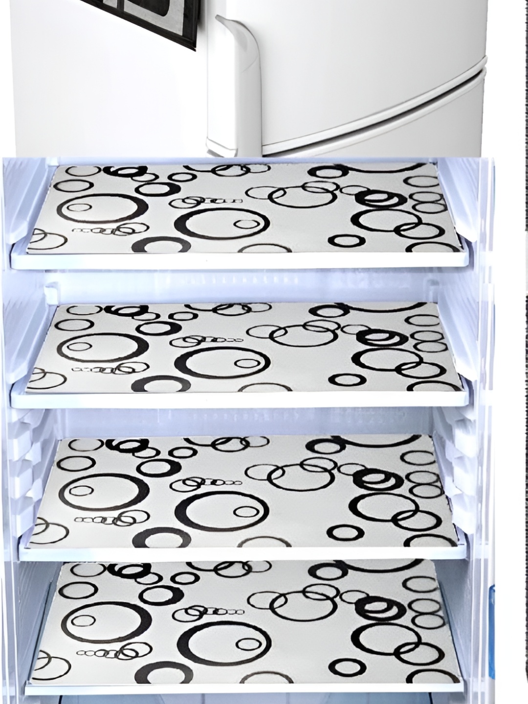 

REVEXO Black & White 5 Pieces Printed Fridge Top Cover & Mats