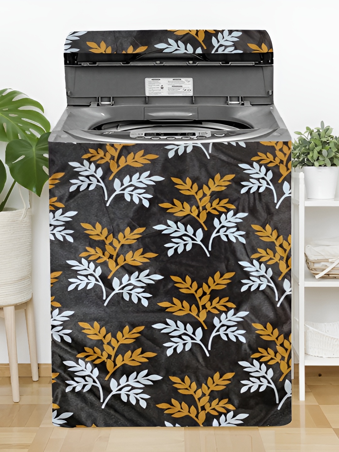 

REVEXO Brown & Black Printed Washing Machine Cover