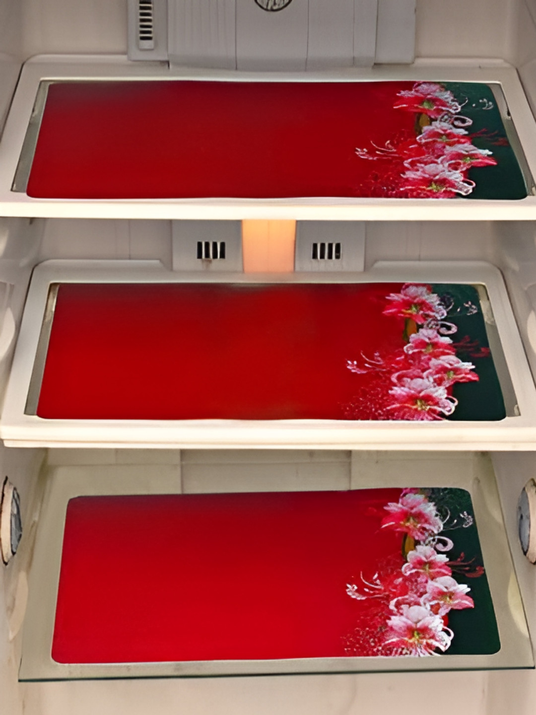 

REVEXO Red & White 3 Pieces Printed Fridge Mats