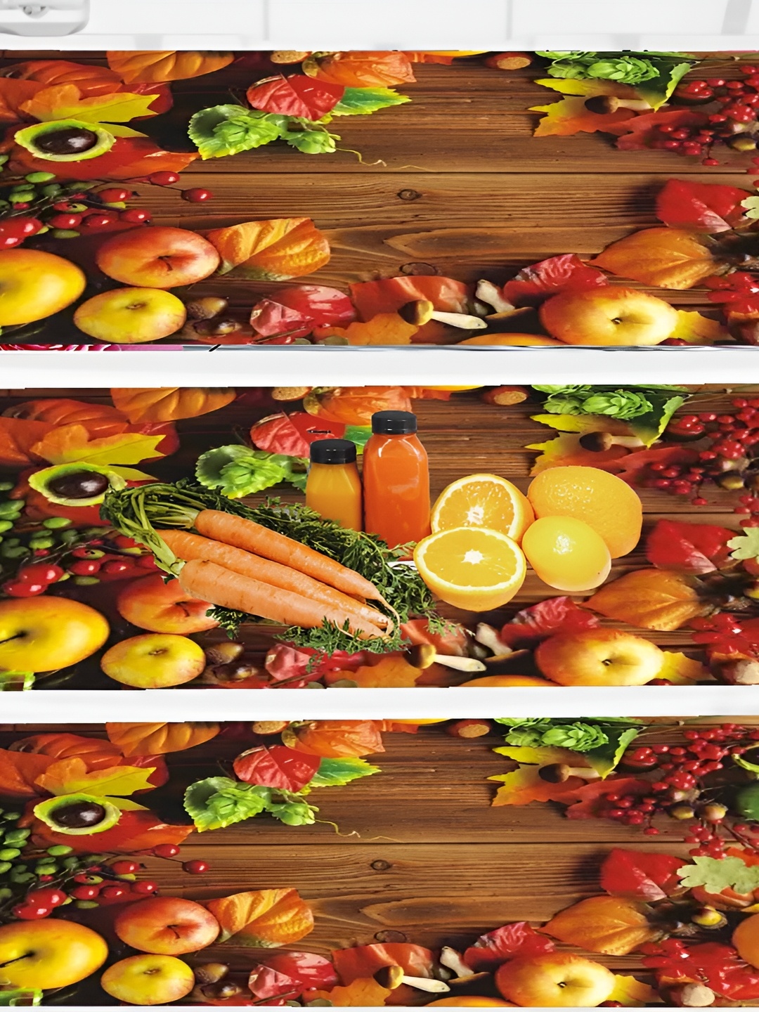 

REVEXO Brown & Yellow 3 Pieces Printed Fridge Mats