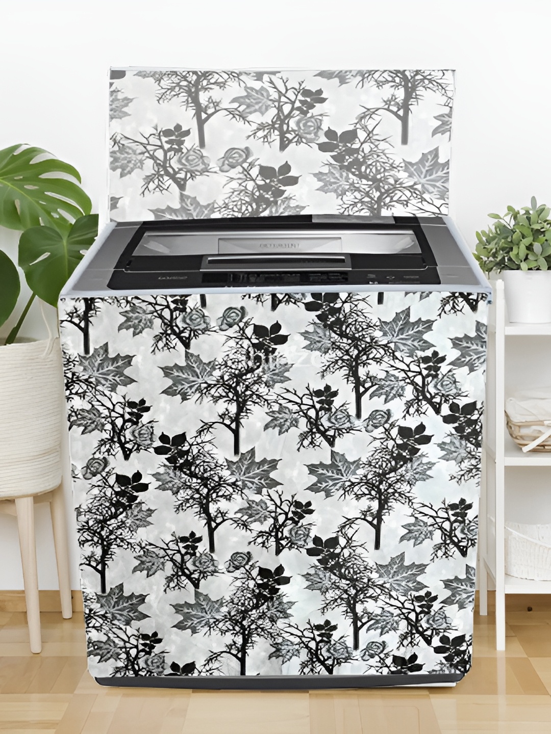 

REVEXO Black & White Printed Washing Machine Cover