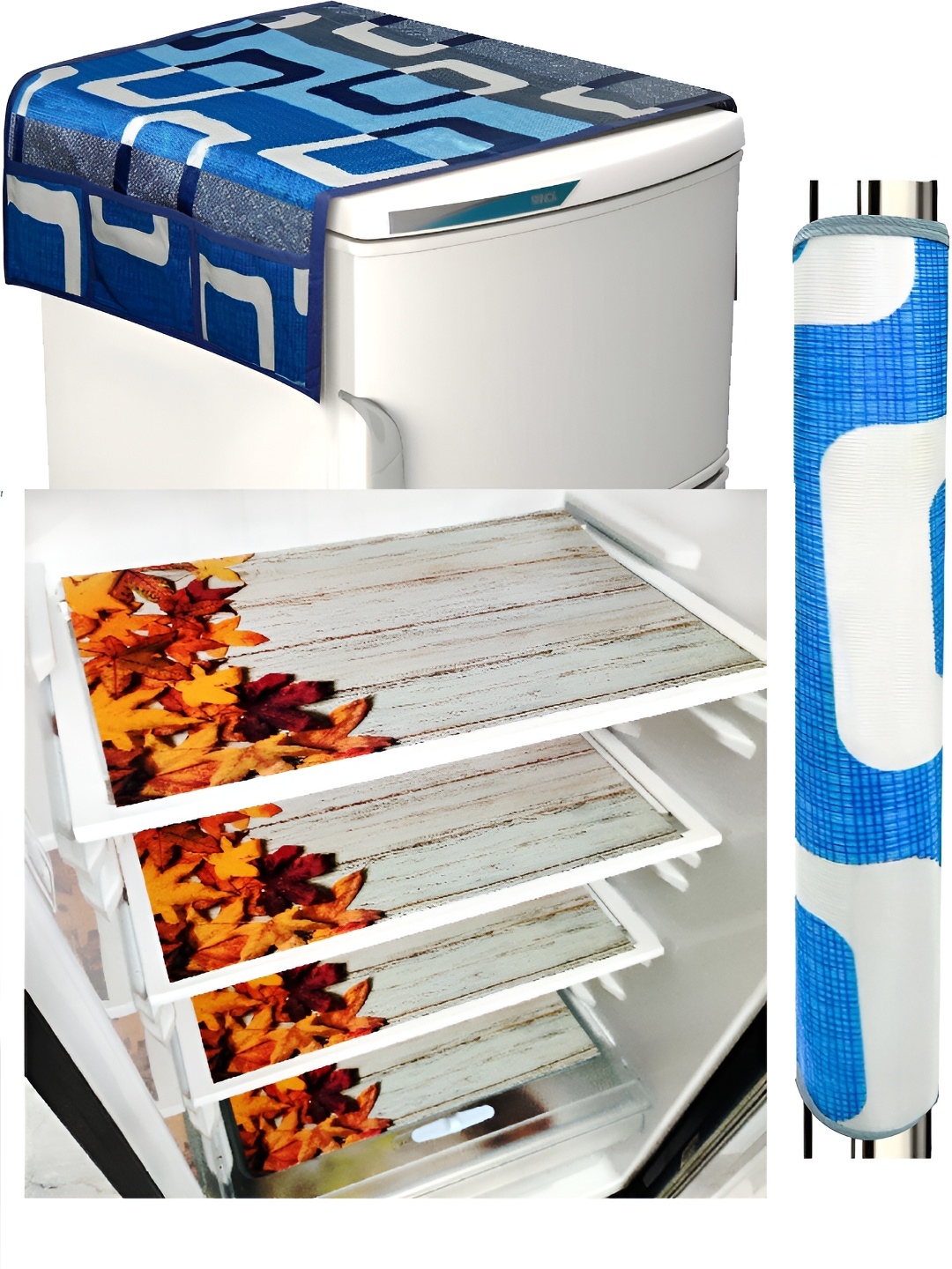 

REVEXO Blue & Orange 6 Pieces Printed Fridge Mats