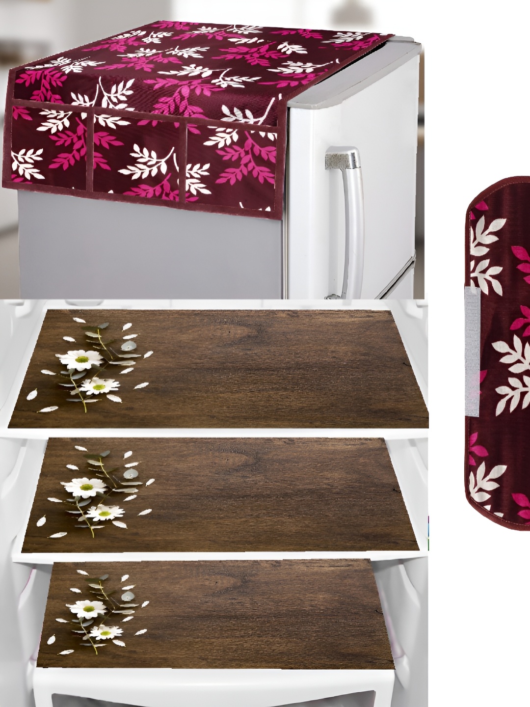 

REVEXO Brown Printed Refrigerator Covers