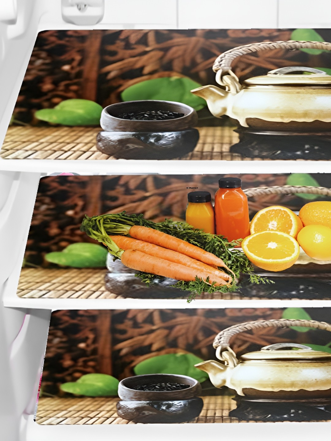 

REVEXO Brown & Yellow 3 Pcs Printed Fridge Appliance Covers