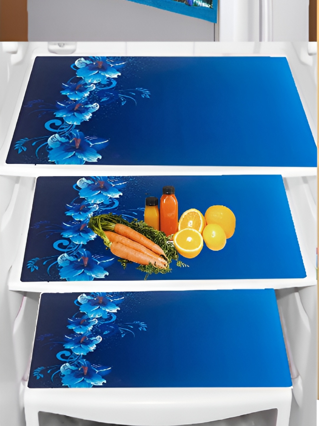 

REVEXO Green & Blue 6 Pieces Printed Fridge Top Cover Handle Covers & Mats