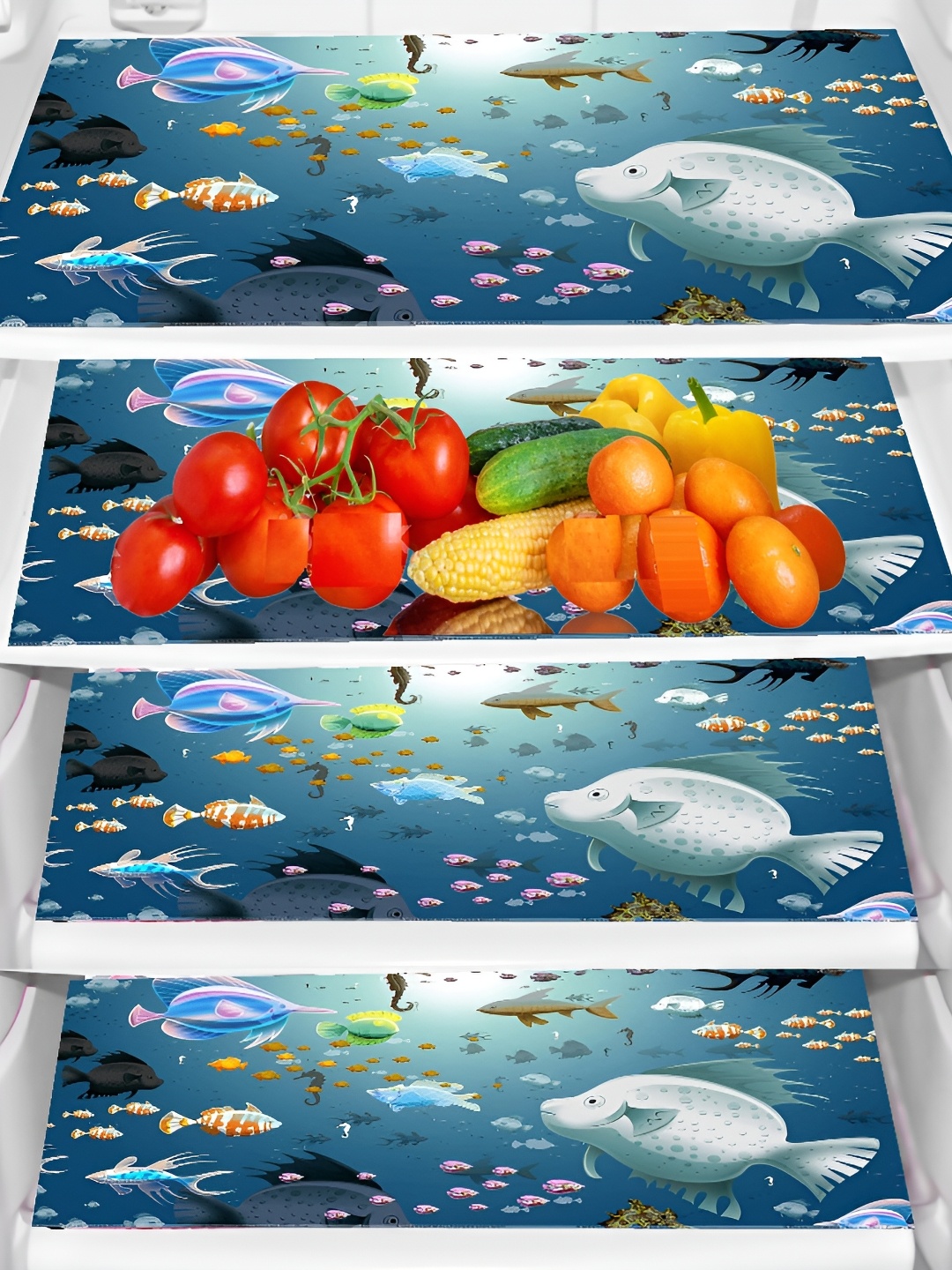 

REVEXO Blue & Red 4 Pcs Printed Fridge Appliance Covers