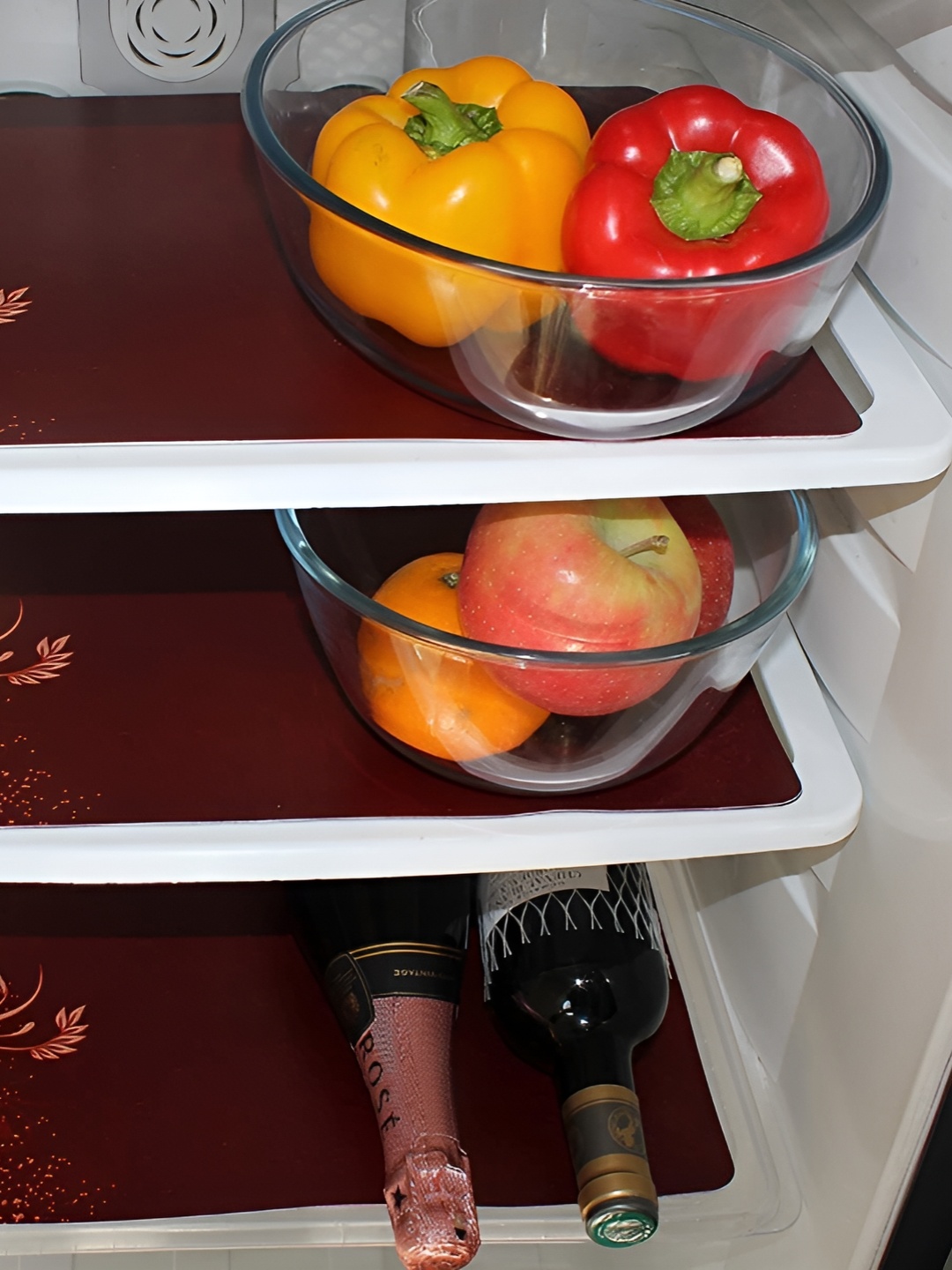 

REVEXO Brown 3 Pieces Printed Fridge Appliance Covers, Cream