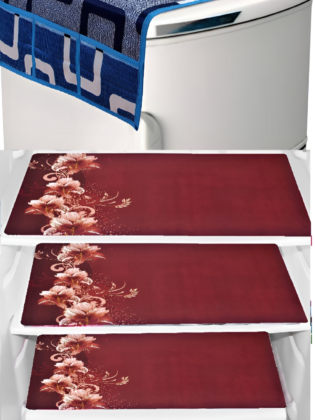 

REVEXO Maroon & Blue Printed Fridge Appliance Covers