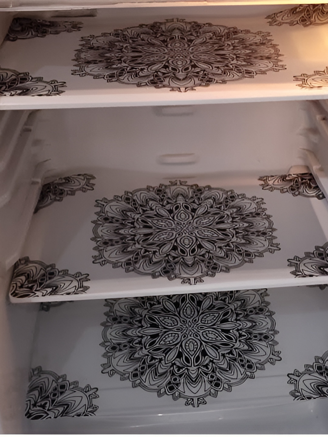 

REVEXO White & Black 3 Pieces Printed Water Resistant Fridge Mats