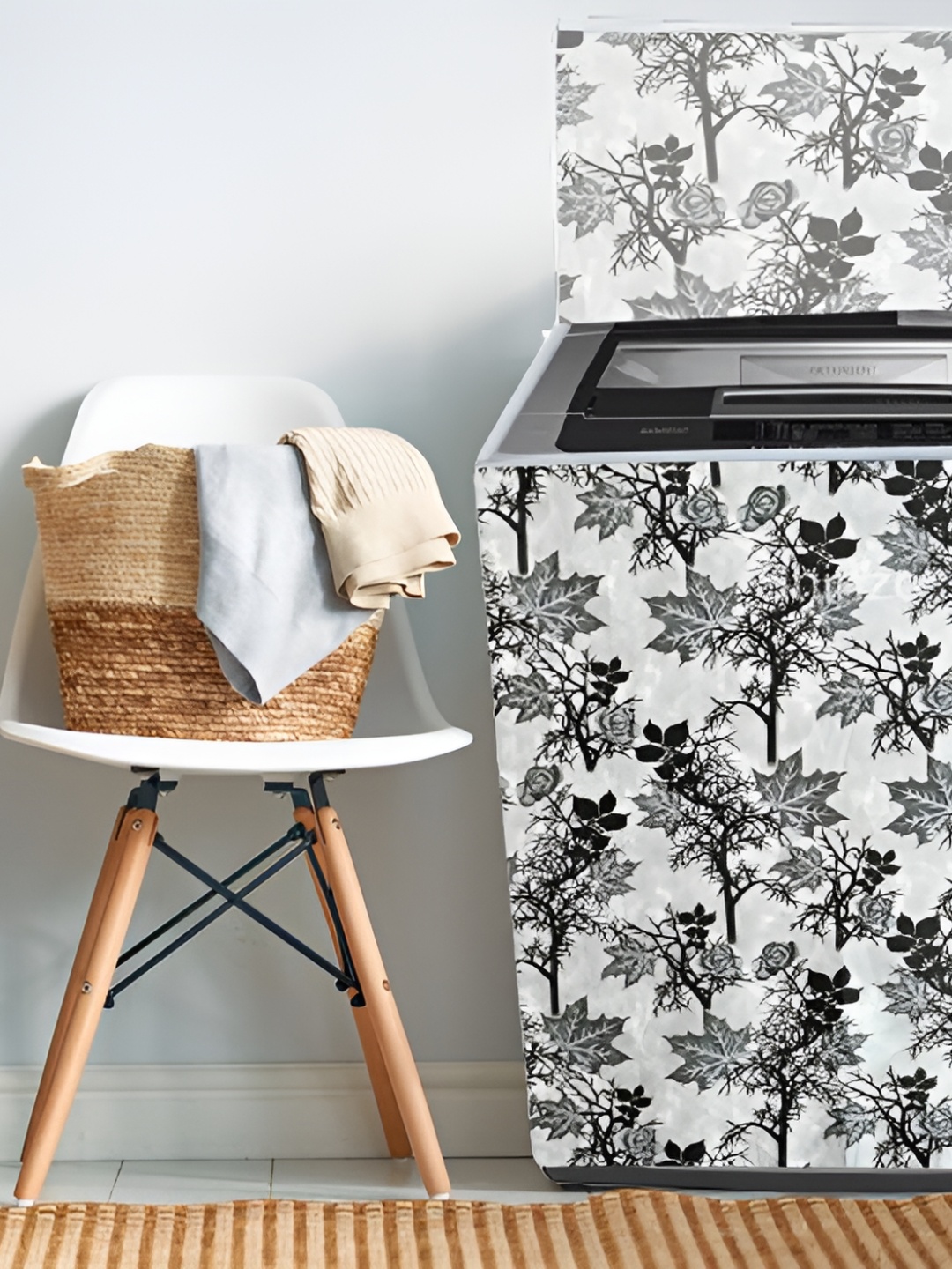 

REVEXO White Floral Printed Appliance covers