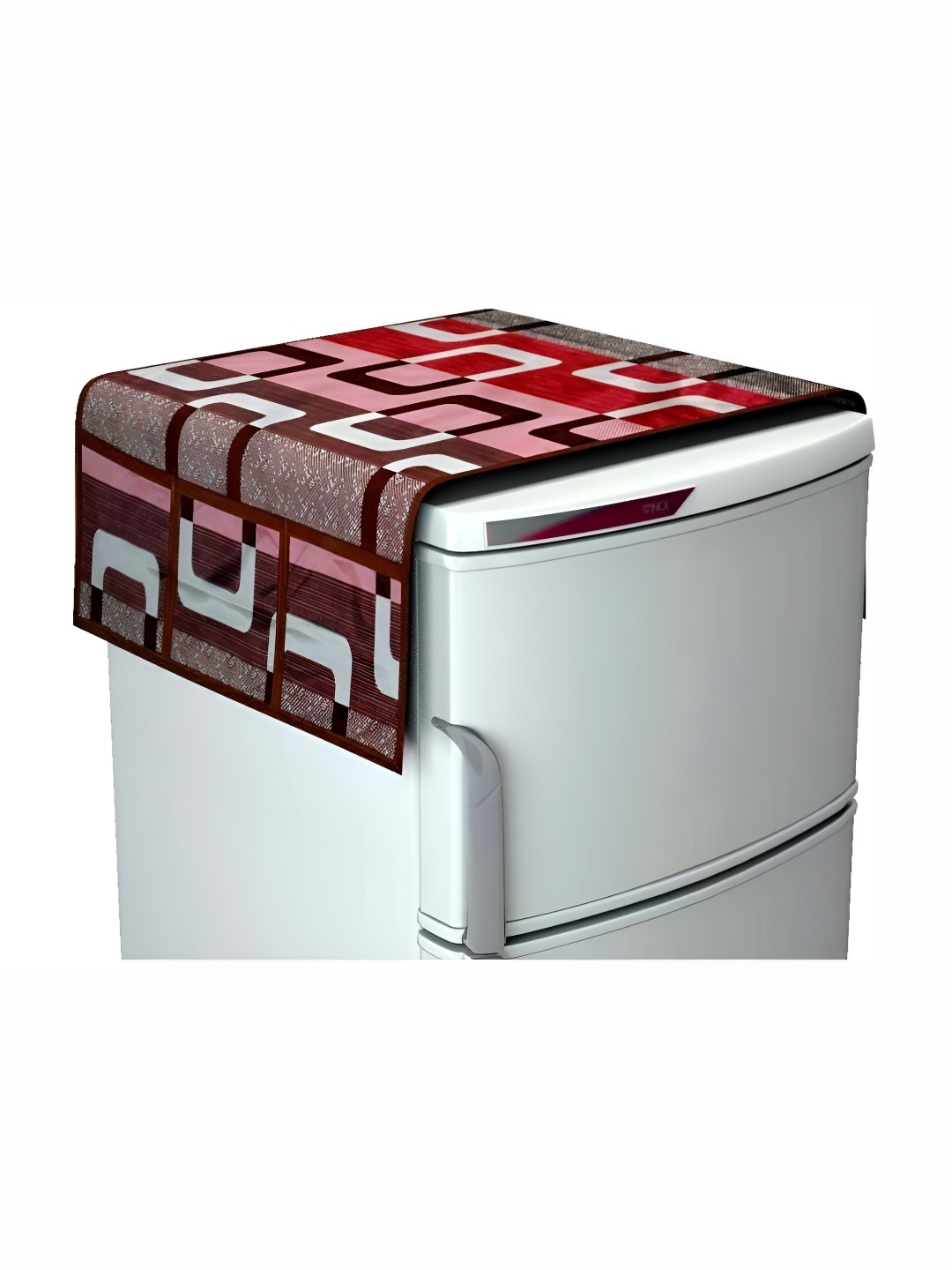 

REVEXO Red & Pink Printed Refrigerator Cover