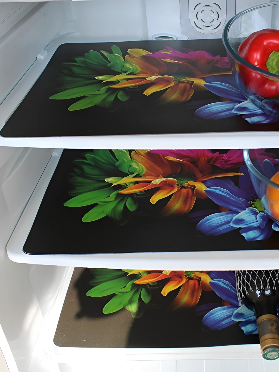 

REVEXO Black & Red 3 Pcs Printed Fridge Mats