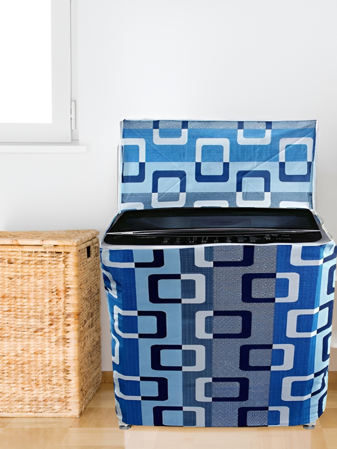 

REVEXO Blue & White Printed Air Conditioner Cover