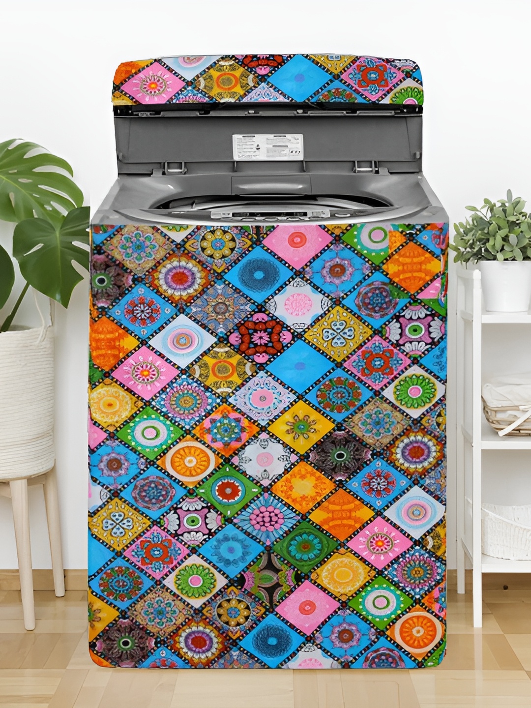 

REVEXO Blue & Grey Printed Top Loading Washing Machine Covers