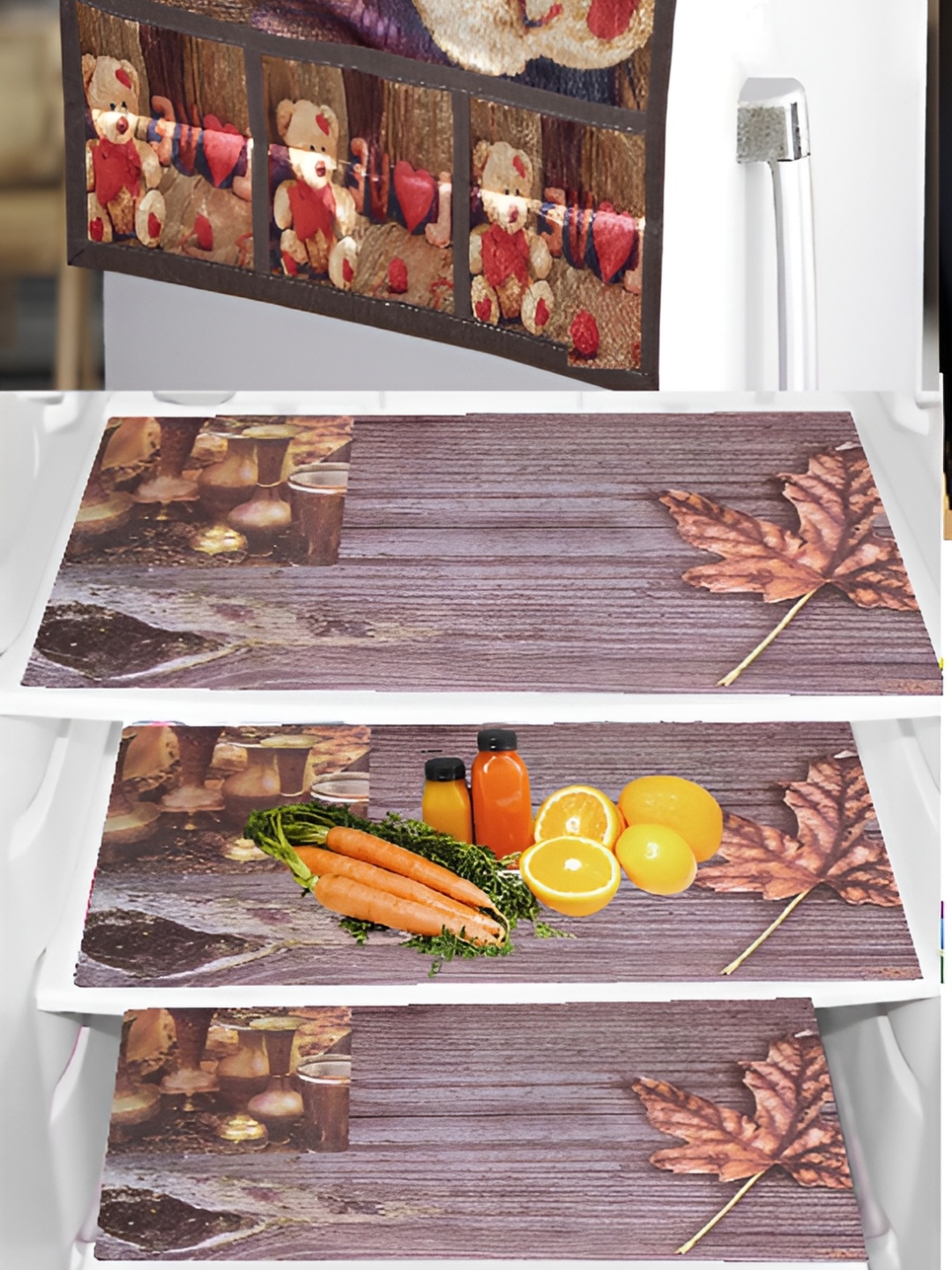 

REVEXO Brown & Red 4 Pcs Printed Fridge Appliance Covers
