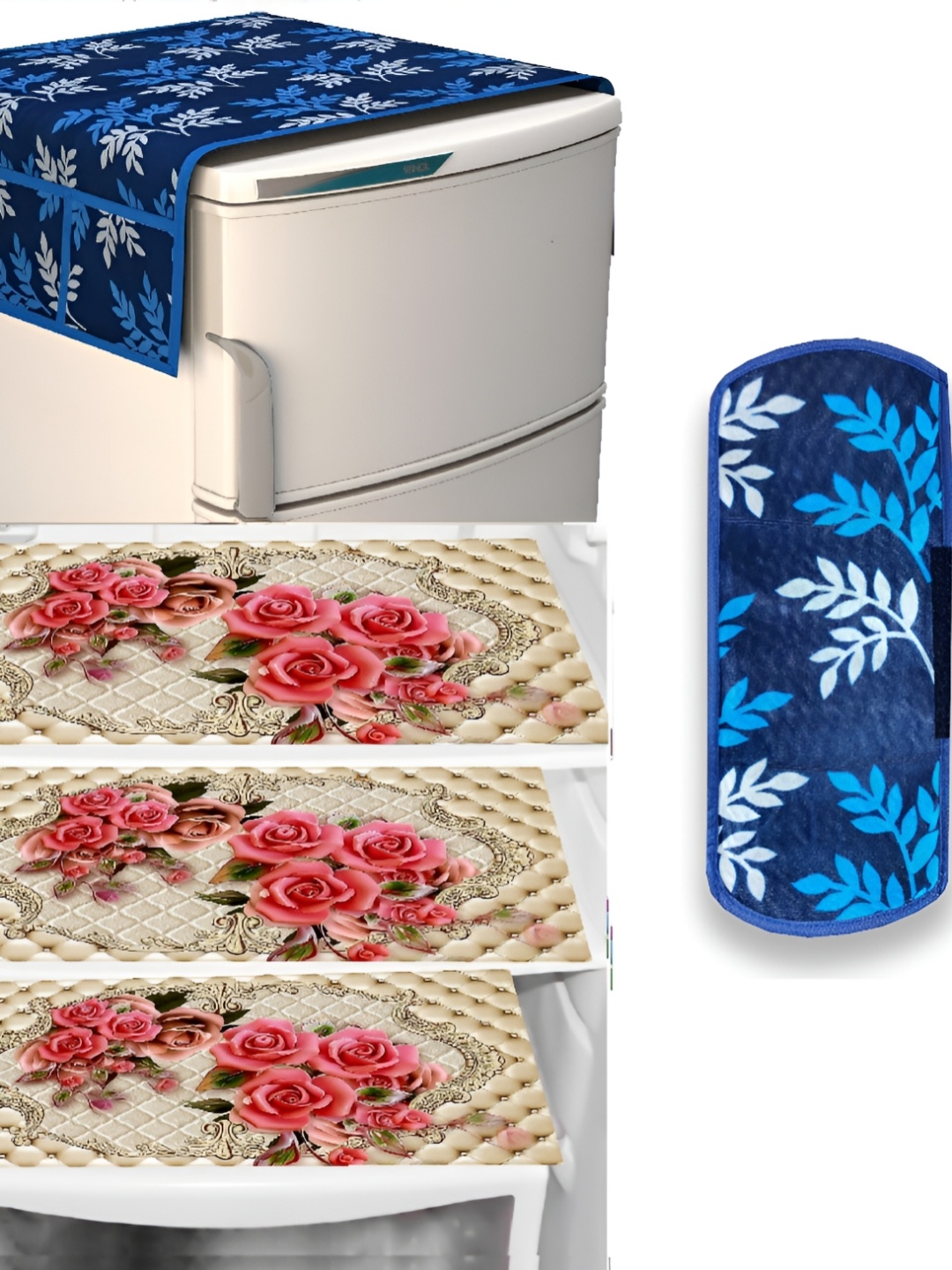 

REVEXO Blue & Beige Printed Fridge Appliance Covers