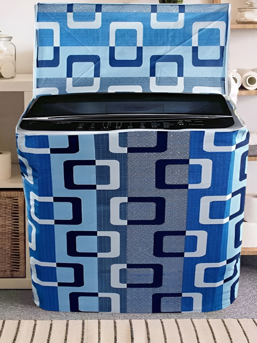 

REVEXO Blue & White Printed Top Loading Washing Machine Cover