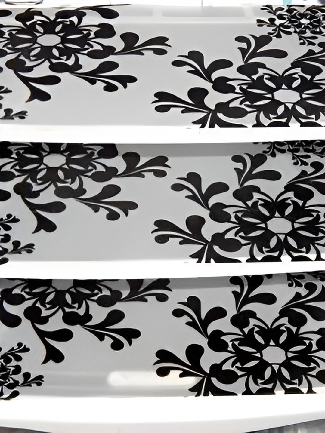 

REVEXO White & Black 3 Pcs Floral Printed Fridge Mats