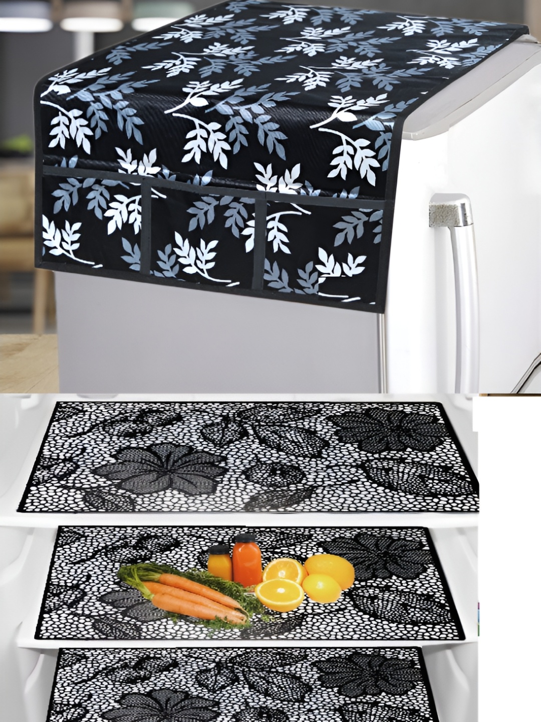 

REVEXO Blue & White 4 Pieces Printed Fridge Appliance Covers