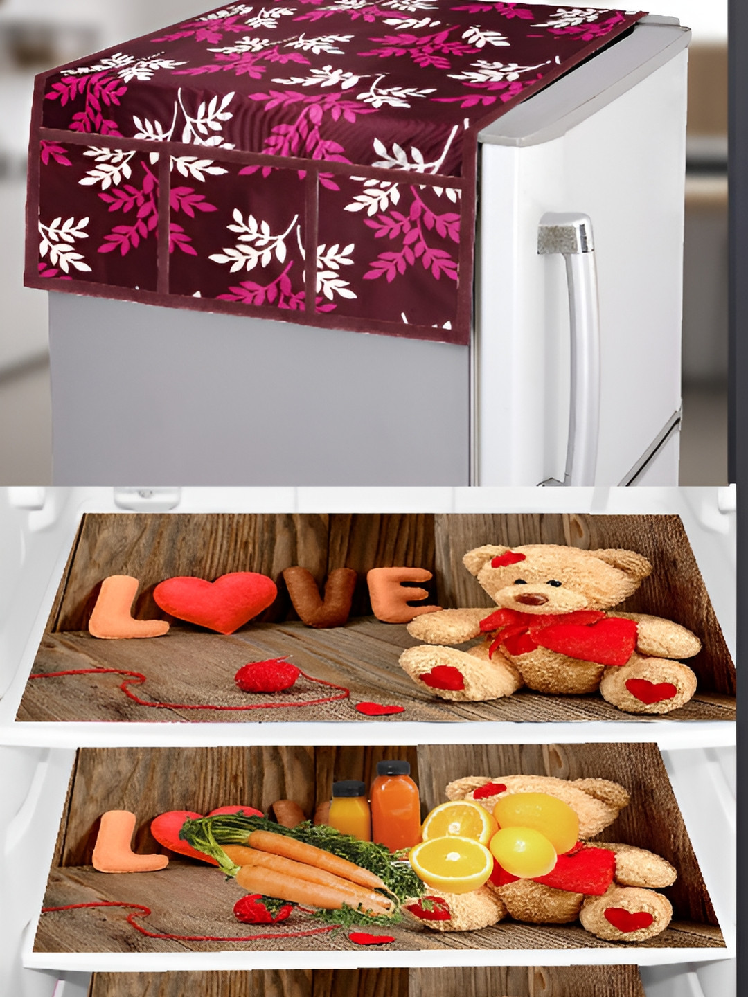 

REVEXO 4 Pcs Yellow & Pink Fridge Appliance Covers