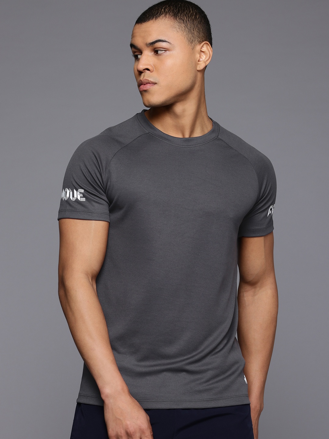 

HRX by Hrithik Roshan Men Typography Printed Sports T-shirt, Charcoal