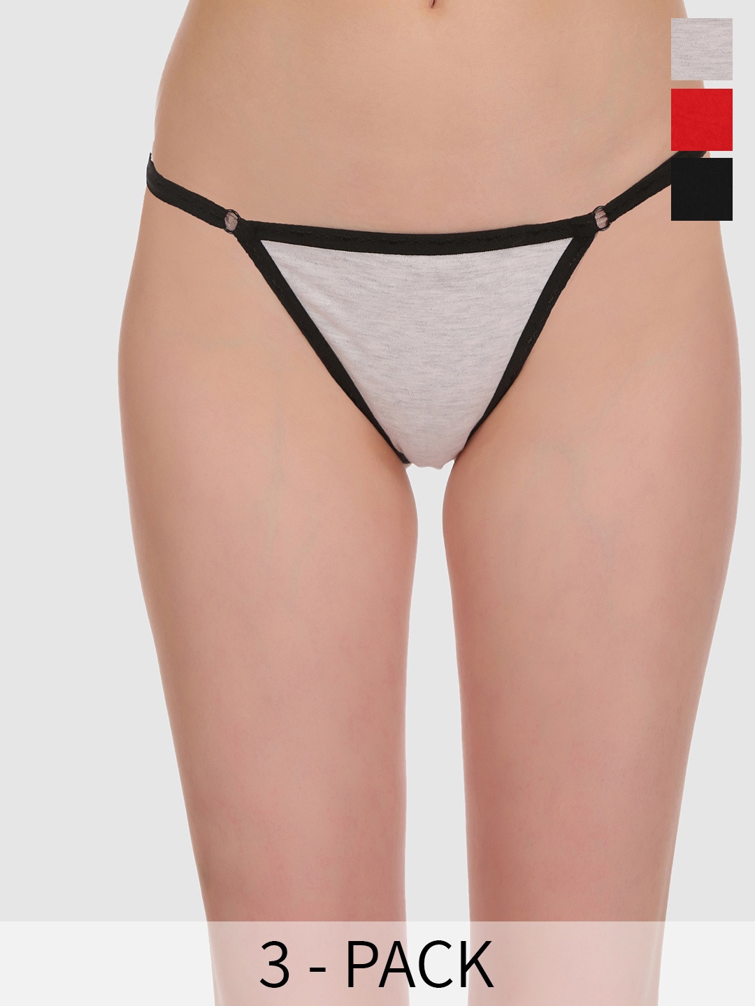 

SELFCARE Pack Of 3 Low-Rise Seamless Bikini Briefs, Black