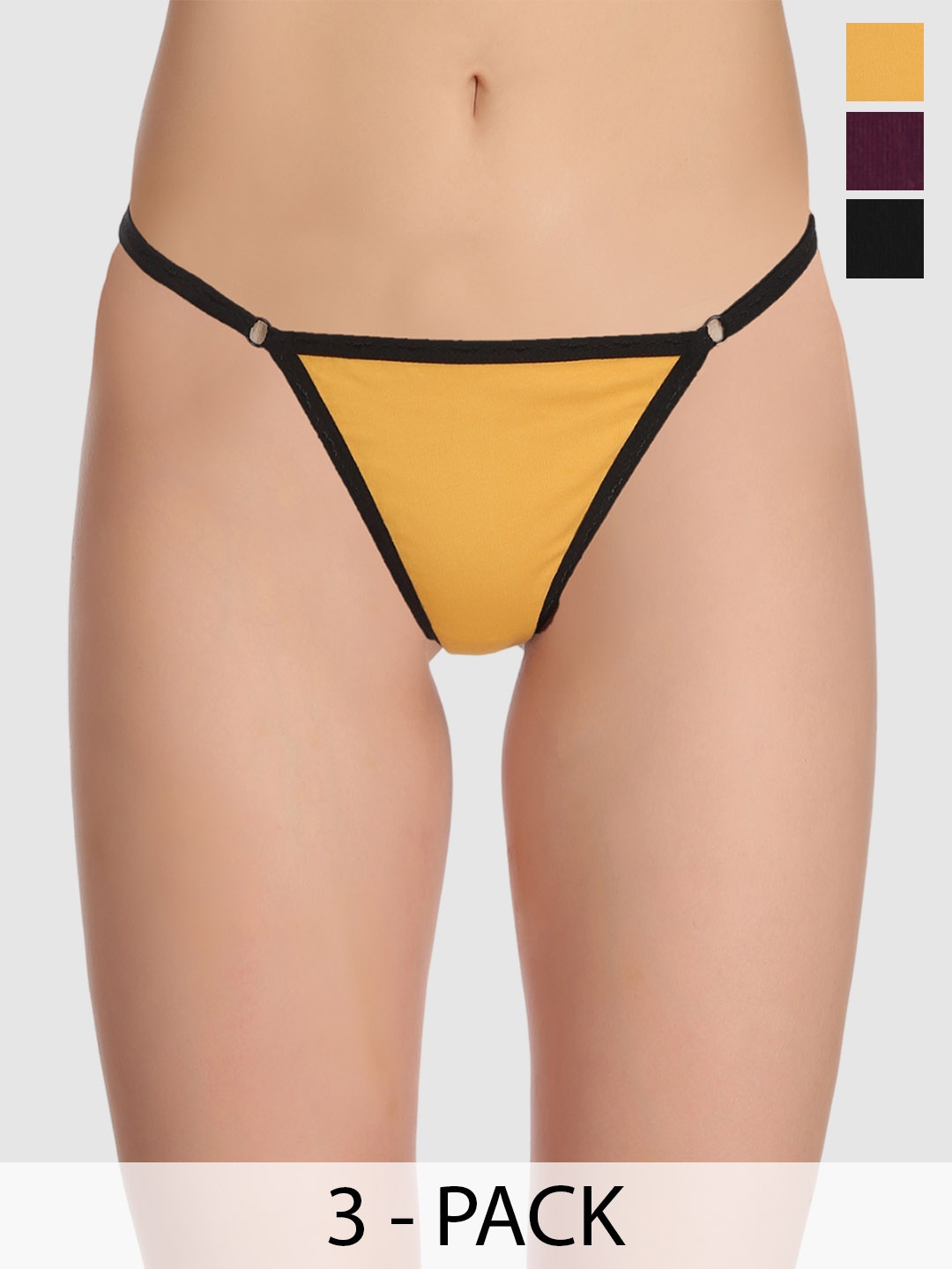 

SELFCARE Pack Of 3 Low-Rise Seamless Bikini Briefs, Black