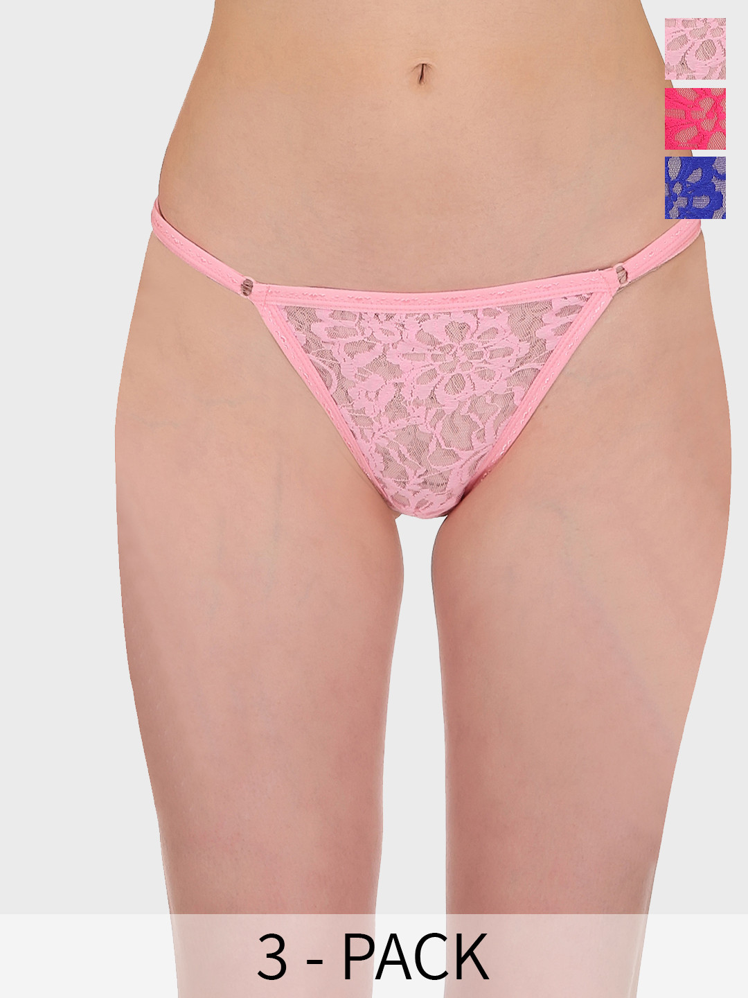 

SELFCARE Pack Of 3 Self Design Seamless Bikini Briefs, Blue