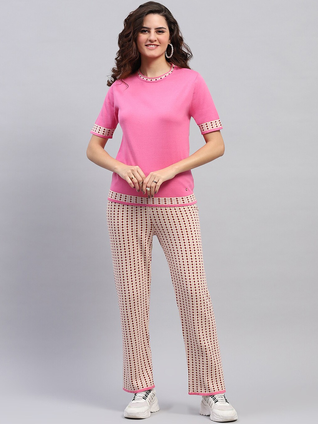 

Monte Carlo Pure Cotton T-shirt With Trousers, Pink