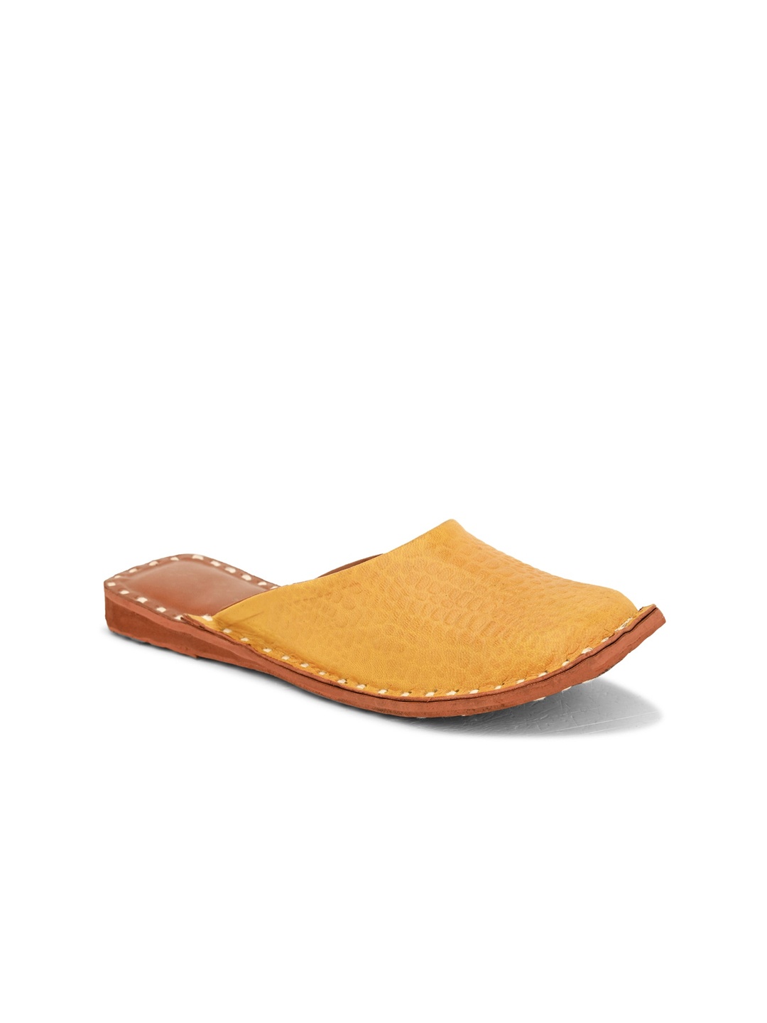 

Apratim Textured Leather Mules, Mustard
