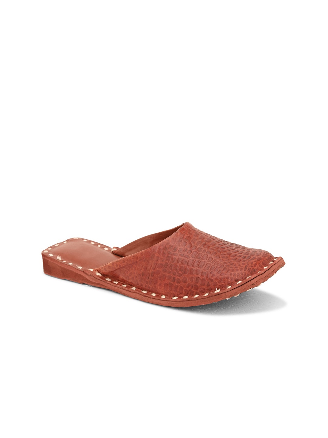 

Apratim Textured Leather Mules, Rust