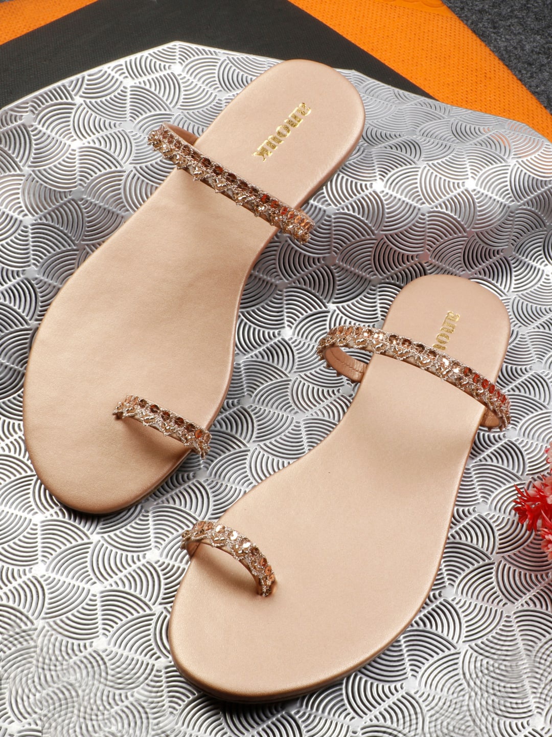 

Anouk Embellished One Toe Flats, Gold