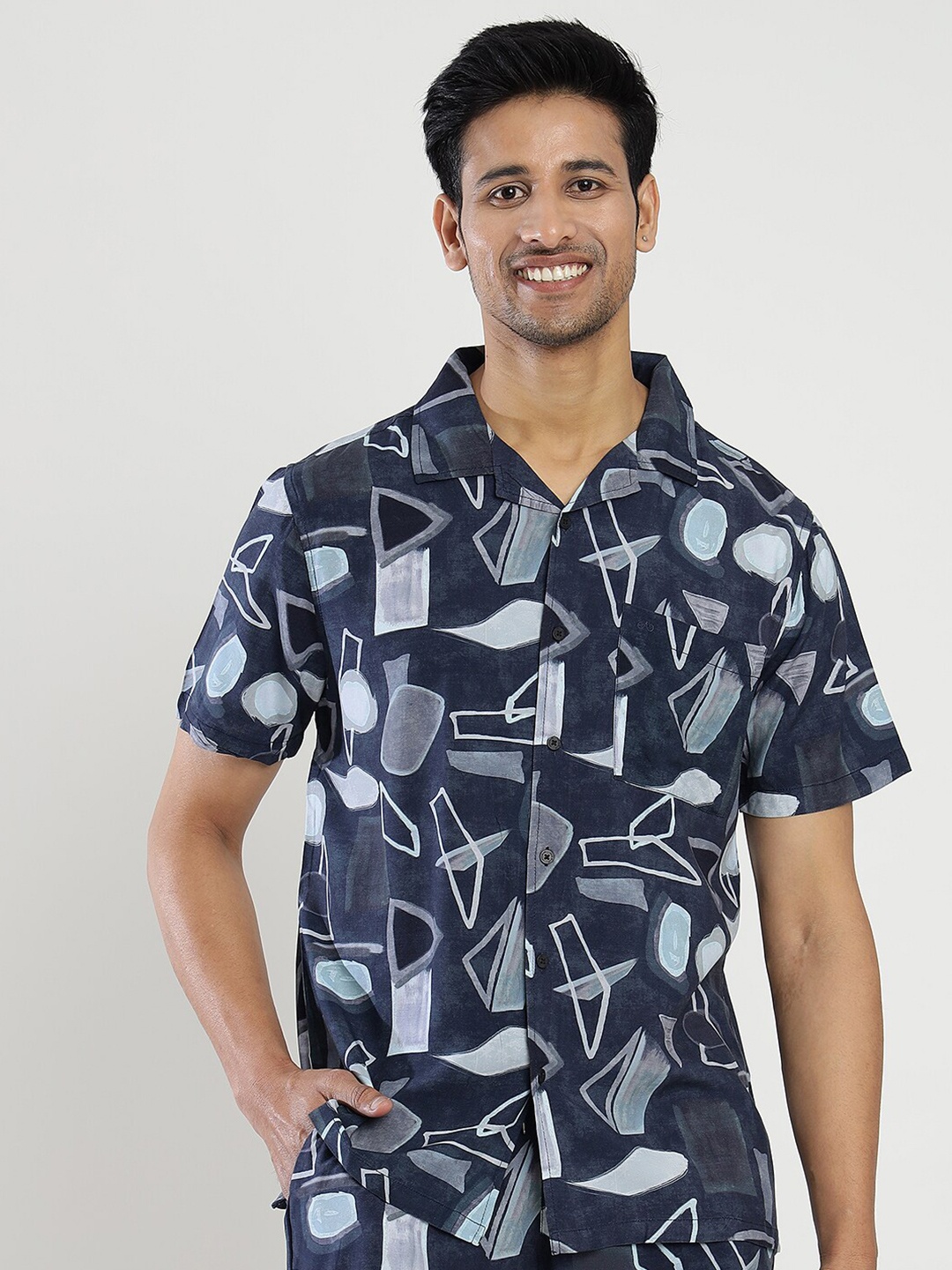 

JADE BLUE Slim Fit Abstract Printed Casual Shirt