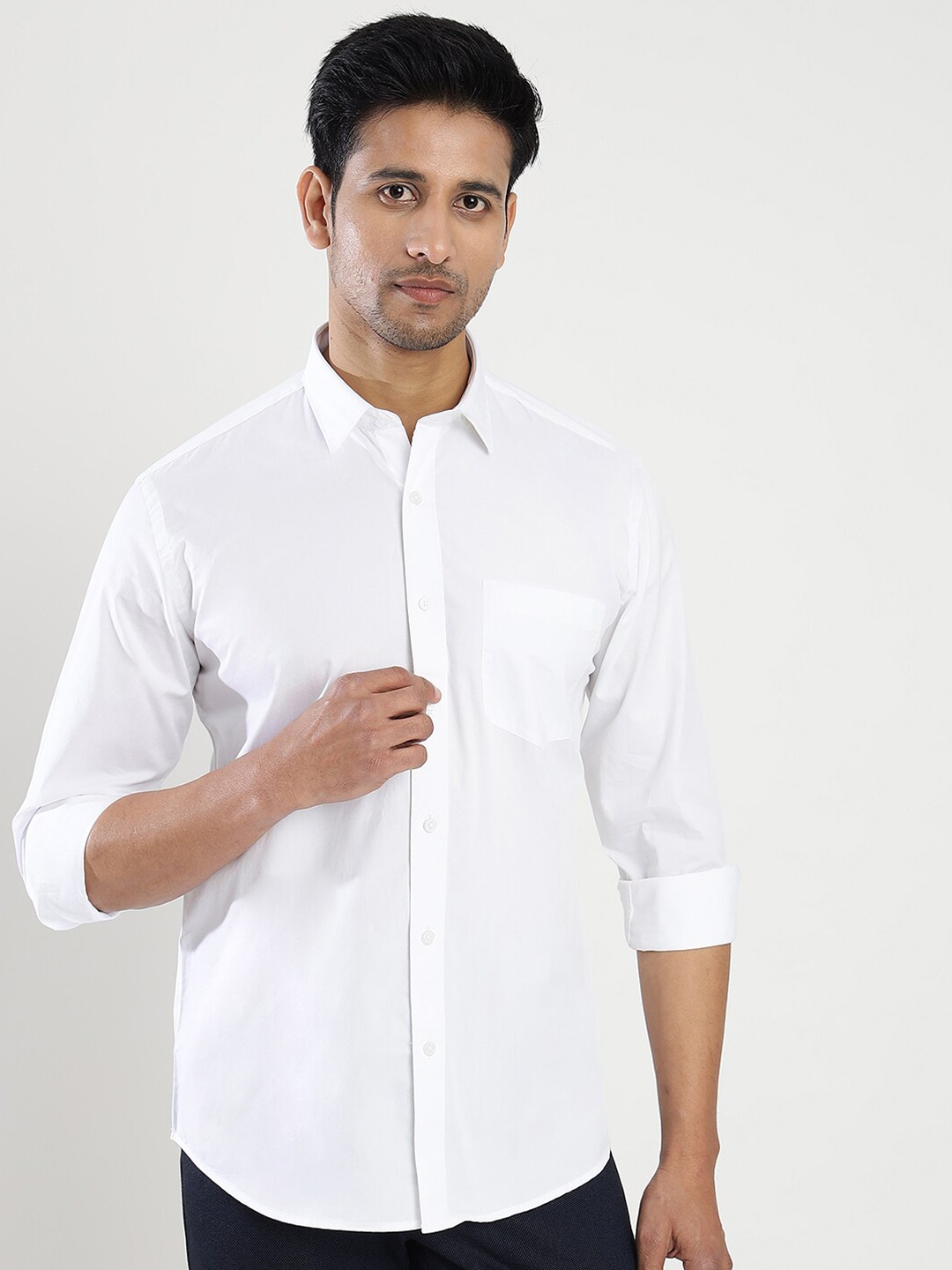 

JADE BLUE Slim Fit Cotton Casual Shirt, White