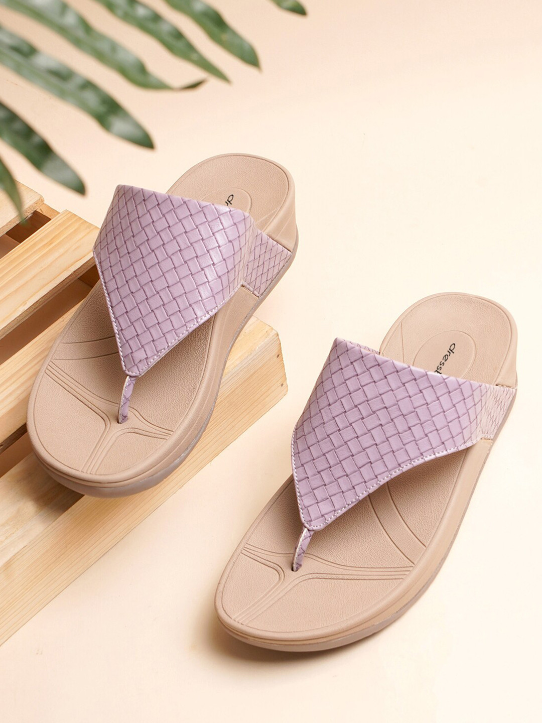 

DressBerry Purple Textured Open Toe Flats