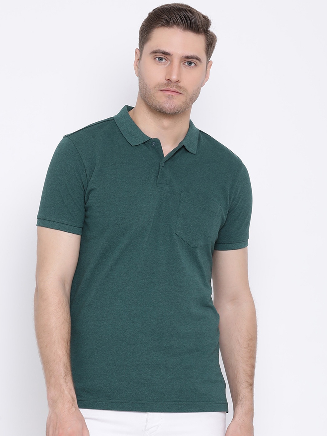 

AXMANN Polo Collar Short Sleeves Cotton T-shirt, Green