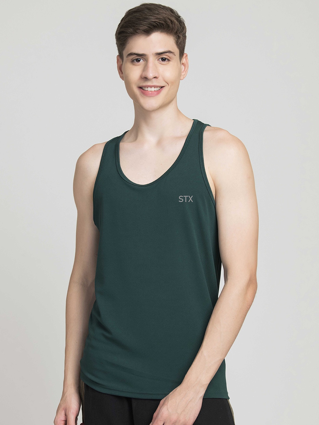 

STYLOGUE Rich Sleeveless Innerwear Gym Vests darkgreen-STX vest-S, Green