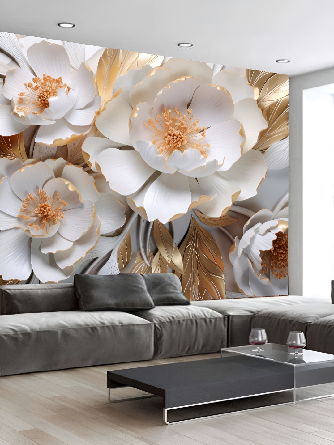 

KSHIRSA White & Yellow Self Adhesive Vinyl Wall Wallpaper