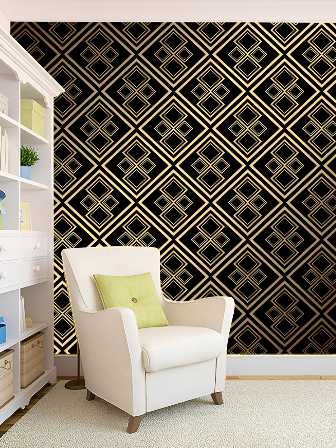 

KSHIRSA Brown & Yellow Self Adhesive Wall Wallpaper